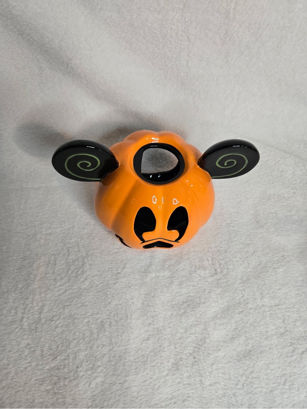 Disney Orange Pumpkin Head Figurine with Black Accent Ears